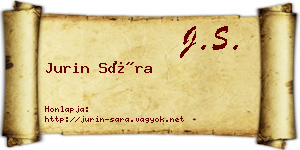 Jurin Sára névjegykártya